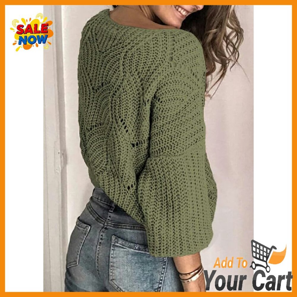 Soft Cable Knit Pullover Sweater Long Sleeve Crew… - image 4